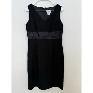 Papell‎ Petites Black Sleeveless Cocktail Dress Knee Length V Neck Shimmer 10P